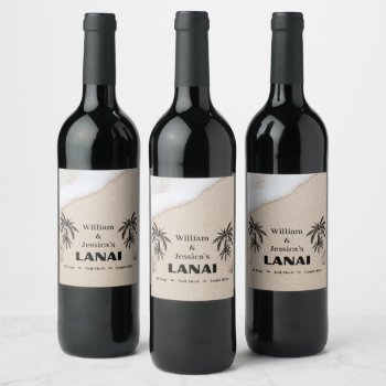 Personalized Name Custom Lanai Tropical Palm Trees Wine Label by Sozo4all at Zazzle