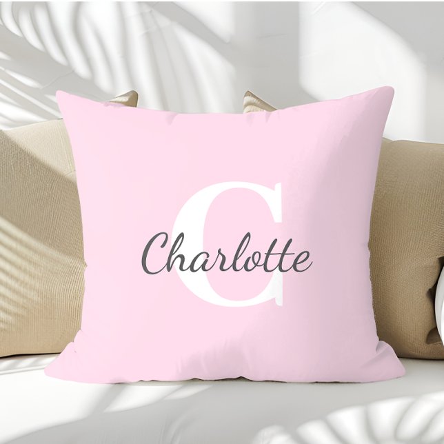 Personalized Name Custom Minimalist Monogram Throw Pillow (Creator Uploaded)