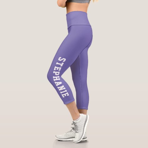 Personalized Name Custom Purple Capri Leggings