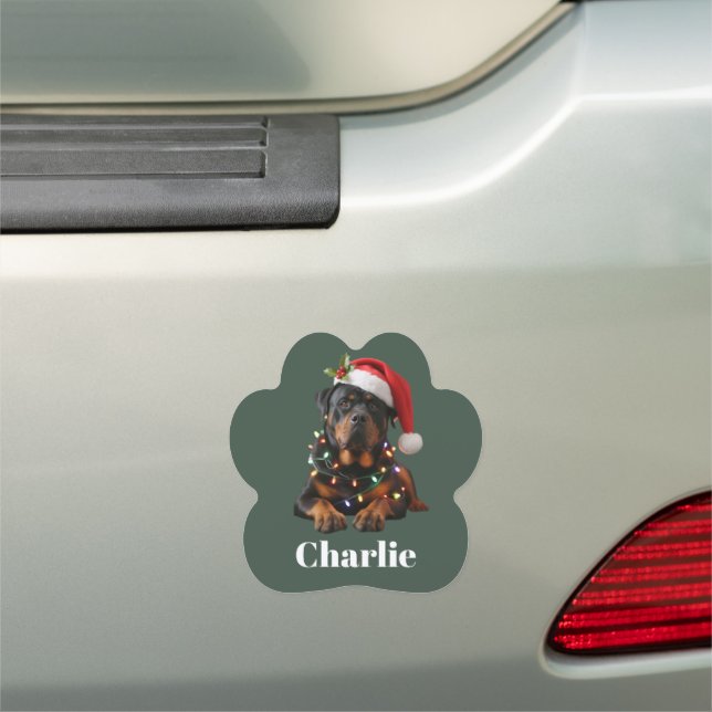 Personalized Name Custom Rottweiler Dog Christmas  Car Magnet (In Situ)