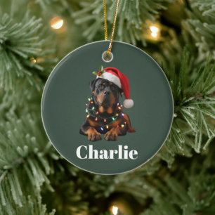 Personalized Name Custom Rottweiler Dog Christmas Ceramic Ornament