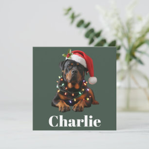 Personalized Name Custom Rottweiler Dog Christmas Holiday Card