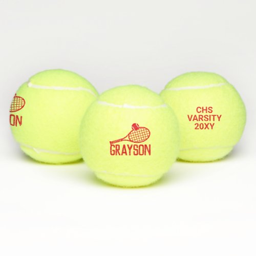 Personalized Name Custom Tennis Balls Red