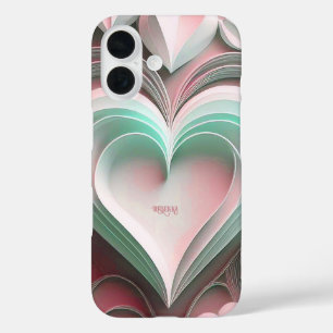 Personalized Name Custom Text Paper Hearts iPhone 16 Case