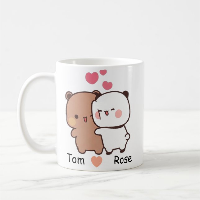 Personalized Name Cute Bear Couple Mug (Left)