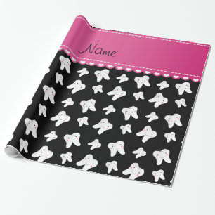 Personalized name cute black tooth pattern wrapping paper