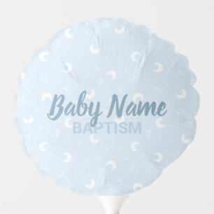 Personalized Name Cute Blue Moon Baby Boy Baptism Balloon