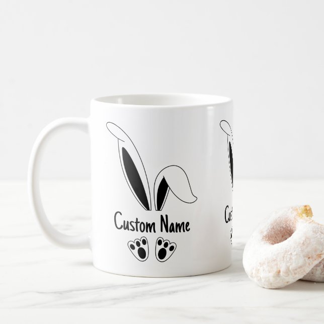 Personalized Name Cute Bunny Easter Coffee Mug (With Donut)