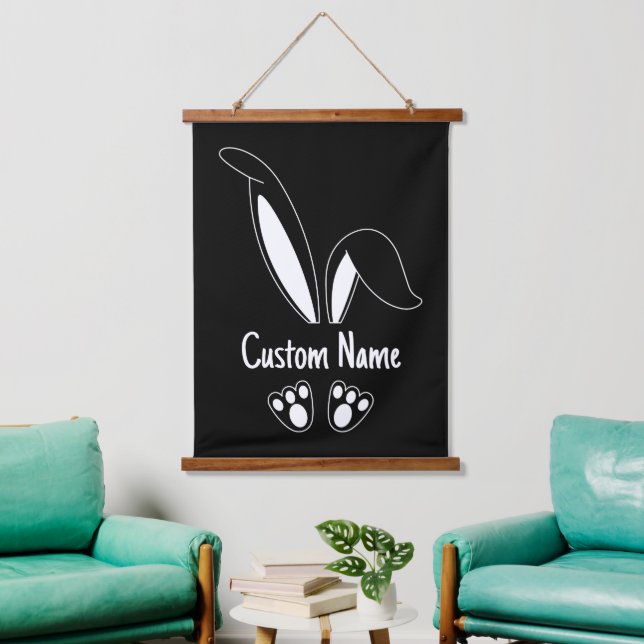 Personalized Name Cute Bunny Easter Hanging Tapestry (Living Room)