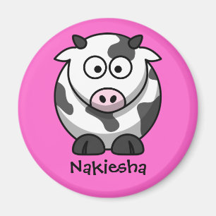 Personalized Name - Cute Cartoon Cow Magnet