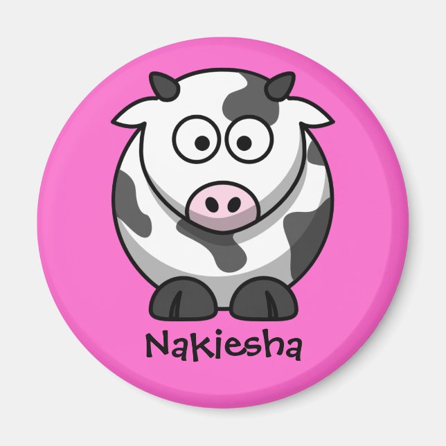 Personalized Name - Cute Cartoon Cow Magnet (Front)