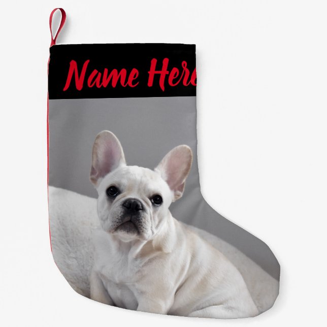 Personalized Name Cute Creamie Frenchie Small Christmas Stocking (Front)