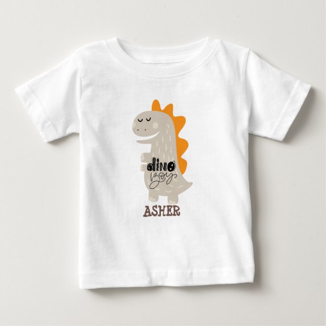 Personalized name cute dino toddler boy tshirt (Front)