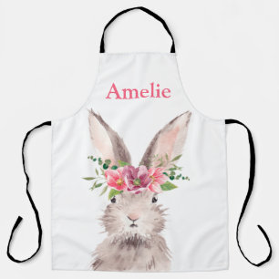 Personalized Name Cute Easter Bunny egg hunting Apron