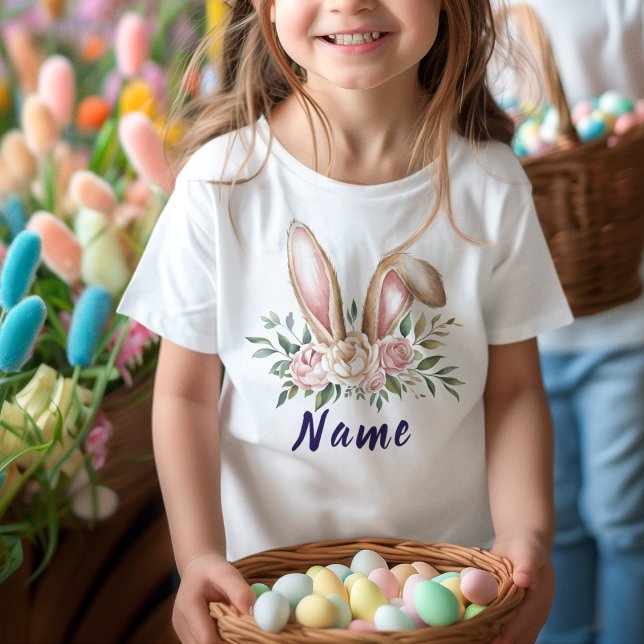 Personalized Name Cute Easter Bunny Kids T-Shirt (Creator Uploaded)
