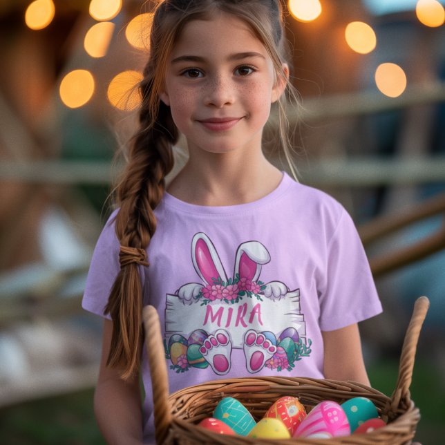Personalized Name Cute Easter Bunny Kids T-Shirt (Creator Uploaded)