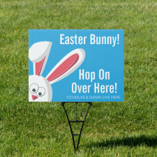 Personalized Name Cute Easter Bunny Yard Sign