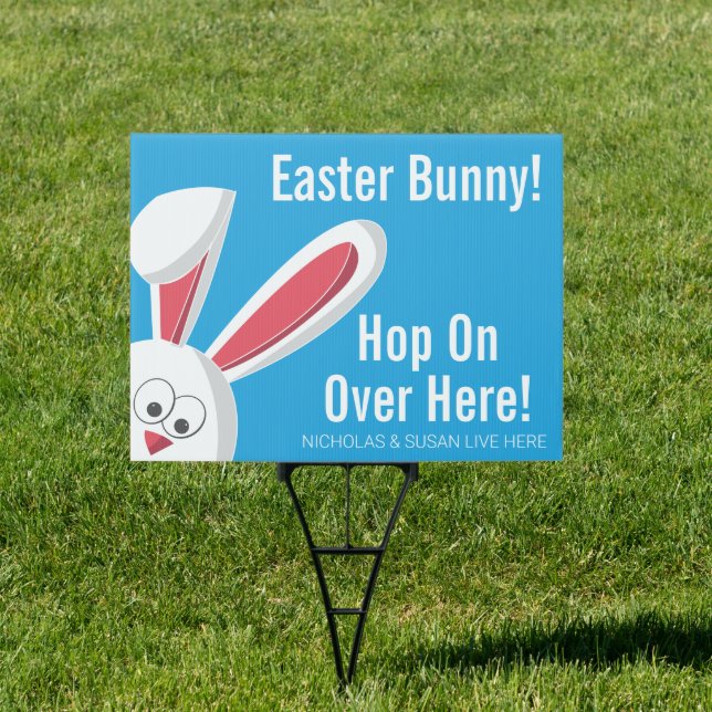 Personalized Name Cute Easter Bunny Yard Sign (Insitu)