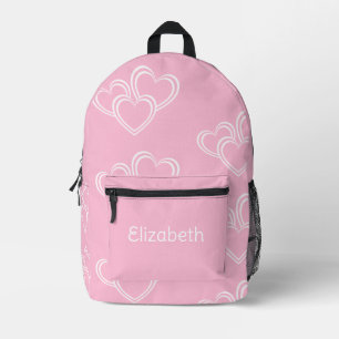 Personalized Name Cute Fun Heart Pattern Pink Printed Backpack