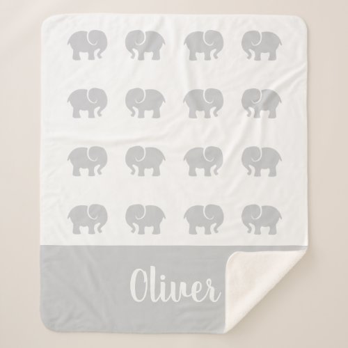 Personalized name cute gray elephant baby blanket