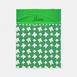 Personalized name cute green tooth pattern fleece blanket