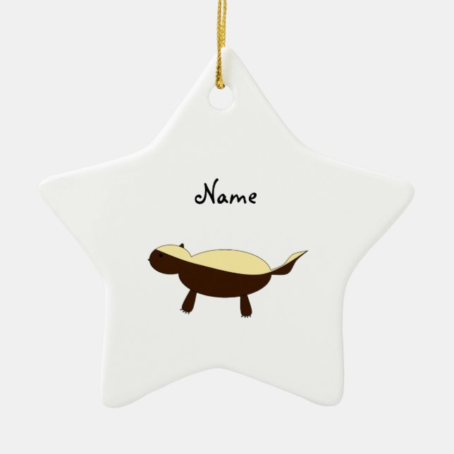 Personalized name Cute honey badger Ceramic Ornament (Front)