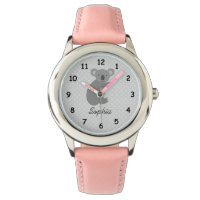 Personalized name cute koala bear pink girls watch