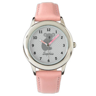 Personalized name cute koala bear pink girls watch