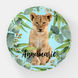 Personalized name Cute Lion Cub forest jungle Paperweight