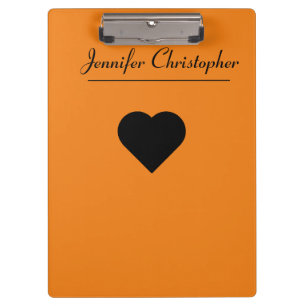 Personalized Name Cute modern Script Orange love Clipboard