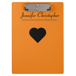 Personalized Name Cute modern Script Orange love Clipboard