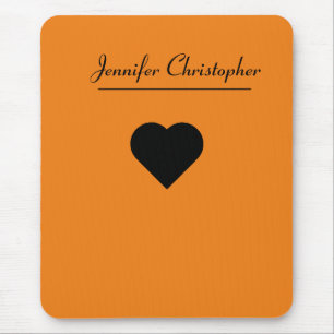 Personalized Name Cute modern Script Orange love Mouse Pad