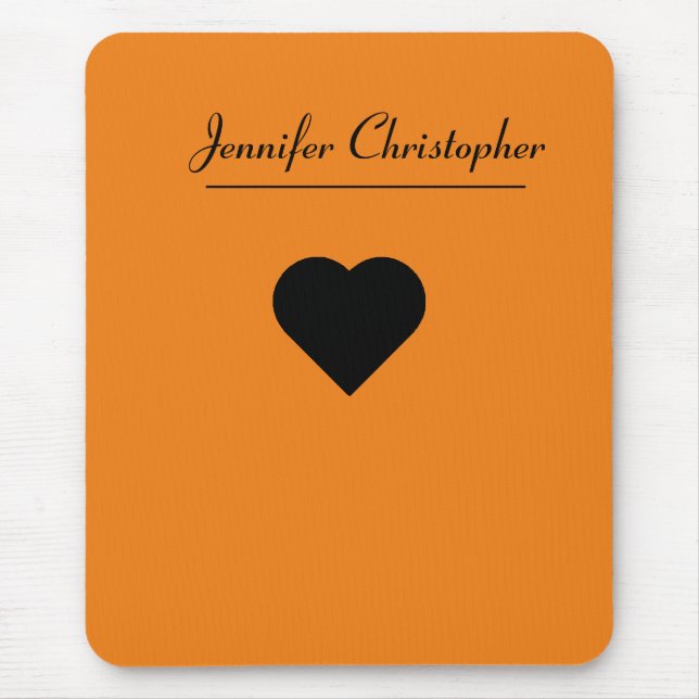 Personalized Name Cute modern Script Orange love  Mouse Pad (Front)