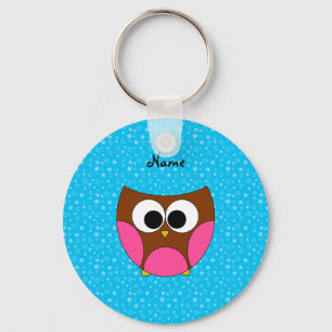 Personalized name cute owl keychain