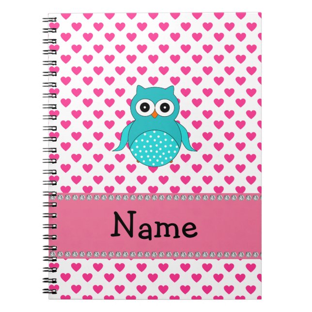 Personalized name cute owl notebook (Front)