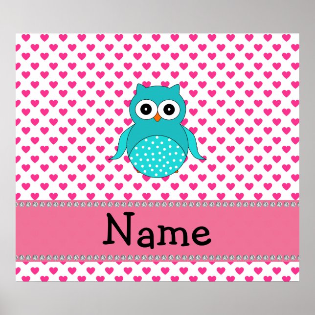 Personalized name cute owl poster (Front)
