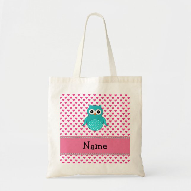 Personalized name cute owl tote bag (Front)