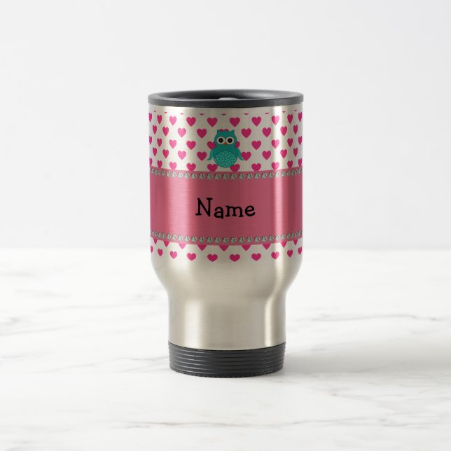 Personalized name cute owl travel mug (Center)