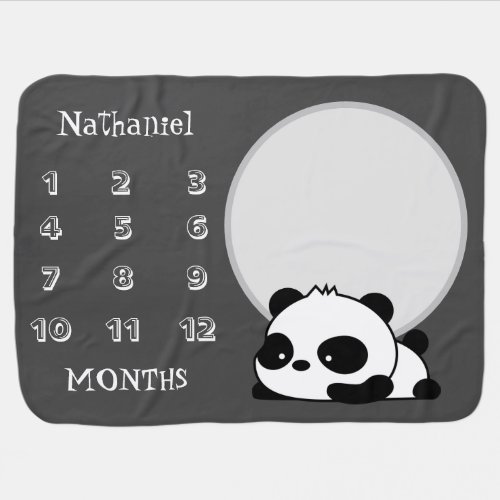 Personalized Name Cute Panda Months Milestone Baby Blanket