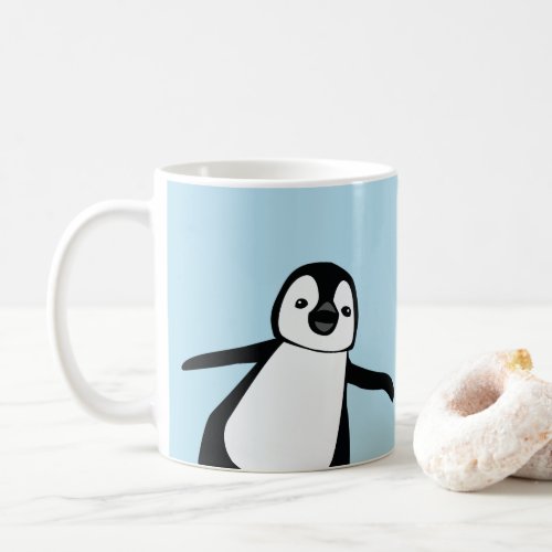 Personalized Name Cute Peeking Penguin blue Coffee Mug