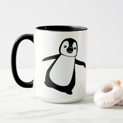 Personalized Name Cute Peeking Penguin Holiday Two Mug