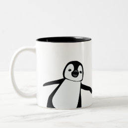 Personalized Name Cute Peeking Penguin Holiday Two-Tone Coffee Mug