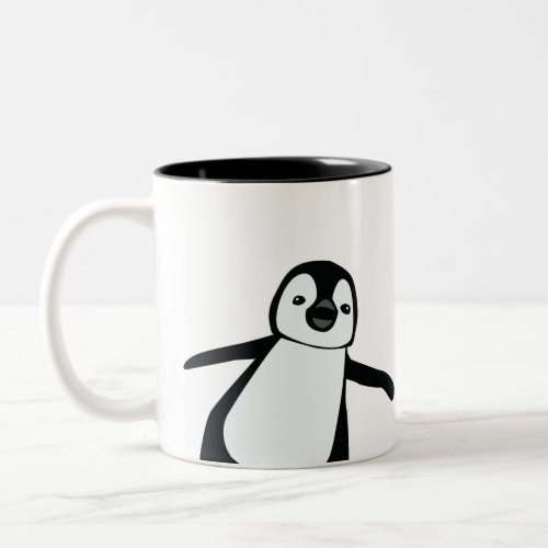 Personalized Name Cute Peeking Penguin Holiday Two_Tone Coffee Mug
