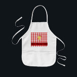 Personalized name cute pizza red checkered kids' apron<br><div class="desc">Create your own custom Personalized just add name, monogram, or initials or saying on your cute cartoon pizza, red gingham checkers pattern background and red stripe. Cute pizza gift ideas for kids and girls. If you hit the customize it button you can change the color and type of font.</div>