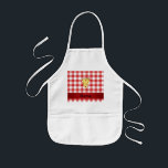Personalized name cute pizza red checkered kids' apron<br><div class="desc">Create your own custom Personalized just add name, monogram,  or initials or saying on your cute cartoon pizza,  red gingham checkers pattern background and red stripe. Cute pizza gift ideas for kids and girls. If you hit the customize it button you can change the color and type of font.</div>