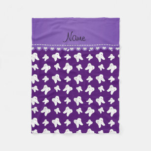 Personalized name cute purple tooth pattern fleece blanket