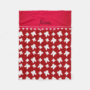 Personalized name cute red tooth pattern fleece blanket