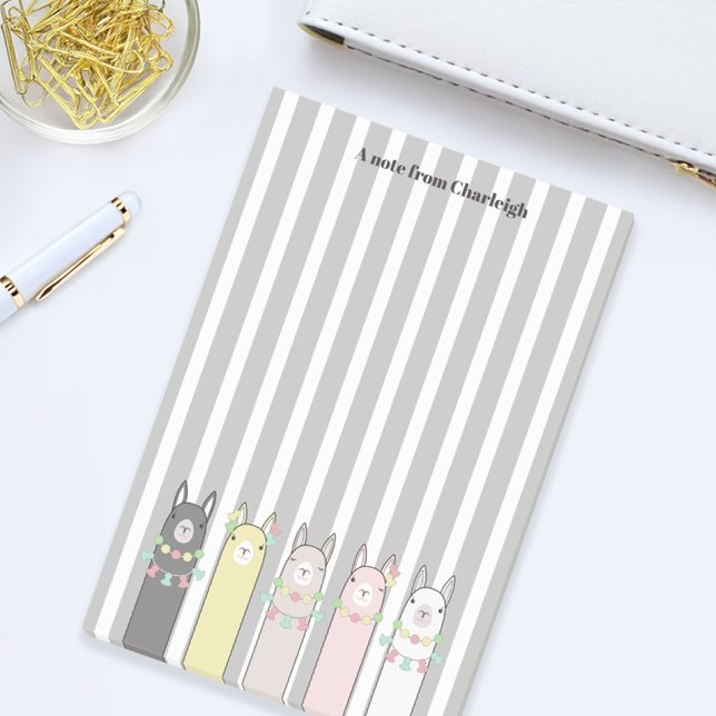Personalized Name Cute Retro Colorful Llamas Post-it Notes (Creator Uploaded)