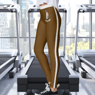 Personalized Name Cute Siamese Cat Pet Photo Brown Leggings