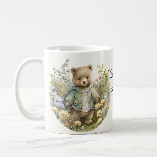 Personalized Name Cute Teddy Bear Mug (Left)